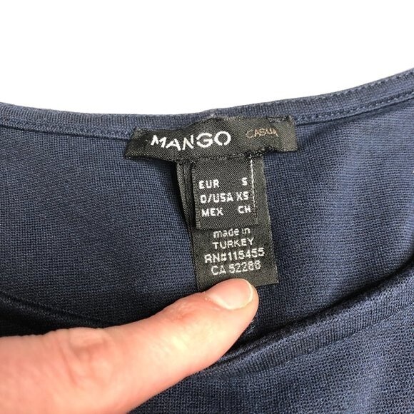 MANGO Casual Fitted Mini Shift Dress Dark Navy Blue XS Extra Small Pockets Thick - Picture 5 of 8